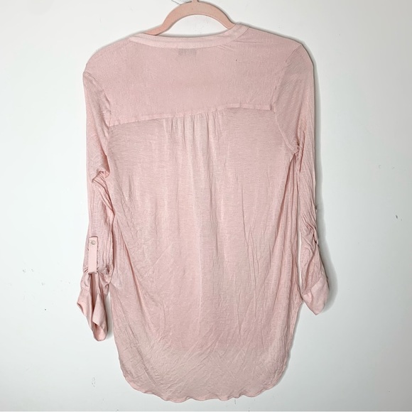 Aritzia Babaton Women's Top Julien Blouse V-neck 3/4 length sleeve Pink Size XS - Picture 11 of 15